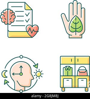 Positive progress in life RGB color icons set Stock Vector