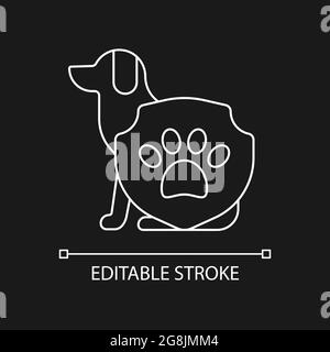 Animal protection white linear icon for dark theme Stock Vector