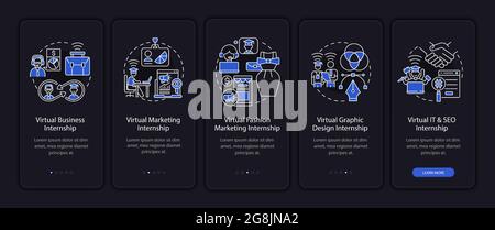 Virtual internship areas onboarding mobile app page screen Stock Vector