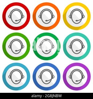 Customer service vector icons, set of colorful flat design buttons for webdesign and mobile applications Stock Vector