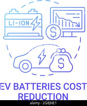 EV batteries cost reduction concept icon. Stock Vector