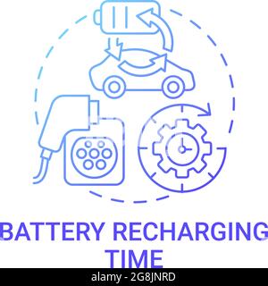 Electric vehicles battery charging time concept icon. Stock Vector