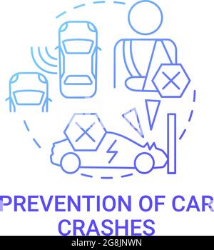 EV crashes prevention concept icon. Stock Vector