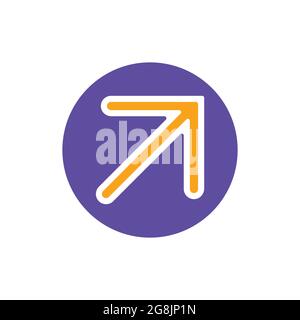 Arrow right top vector glyph icon. Navigation sign. Graph symbol for travel and tourism web site and apps design, logo, app, UI Stock Vector