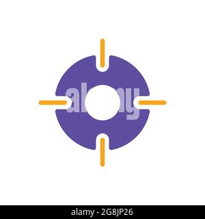 Crosshairs target destination vector glyph icon. Navigation sign. Graph symbol for travel and tourism web site and apps design, logo, app, UI Stock Vector