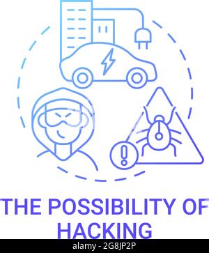 EV hacking threat concept icon. Stock Vector