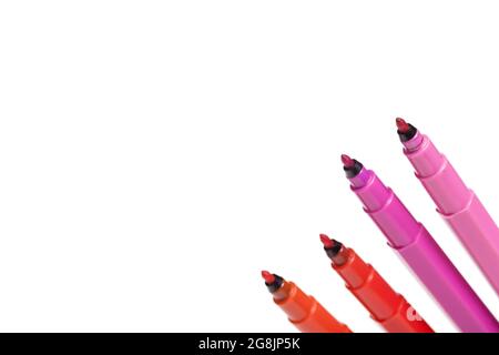 felt tip marker pens isolated on white background close up Stock Photo