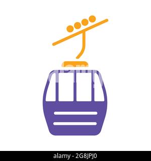 Ski lift gondola flat vector glyph icon. Graph symbol for travel and tourism web site and apps design, logo, app, UI Stock Vector