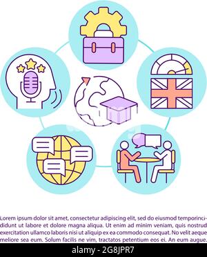 Improving language skills concept line icons with text Stock Vector