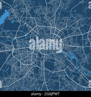 Detailed map poster of Berlin city administrative area. Cityscape panorama. Decorative graphic tourist map of Berlin territory. Royalty free vector il Stock Vector