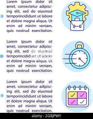 Short-term, long-term intern programs concept line icons with text Stock Vector