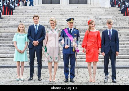 The royal family, with Princess Eleonore, Prince Gabriel, Queen Mathilde of Belgium, King Philippe - Filip of Belgium, Crown Princess Elisabeth and Pr Stock Photo