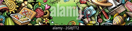 Summer hand drawn doodle banner. Cartoon vector detailed flyer. Stock Vector