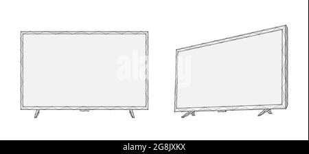 Polygonal vector illustration of TV screens. Led or lcd displays low poly art. Stock Vector