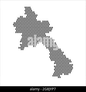 Laos country map made with bitcoin crypto currency logo Stock Vector