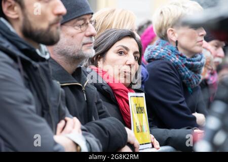 Munich, Germany. 06th Mar, 2020. Guelseren Demirel at the antifascist protest ' Just don't do it ' organized by Bellevue di Monaco on 6. March 2020 at the Max-Josef-Platz in Munich. (Photo by Alexander Pohl/Sipa USA) Credit: Sipa USA/Alamy Live News Stock Photo