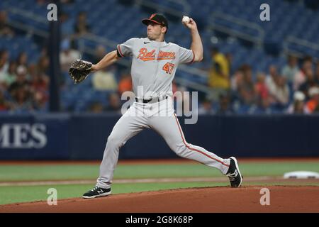 Baltimore Orioles starting pitcher John Means delivers to the Boston ...