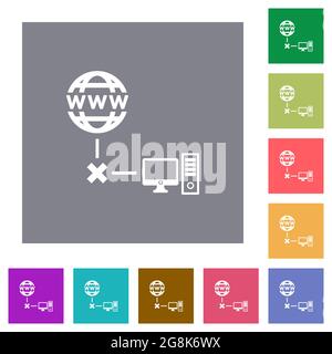 Offline computer simple icons in color rounded square frames on white ...