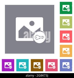 Secure image alternate simple icons in color rounded square frames on ...