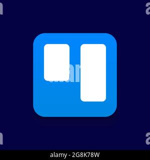 Planning, Effective Work, Project Management App Logo. Isolated Icon Concept. White rectangles on blue Background. Vector illustration Stock Vector
