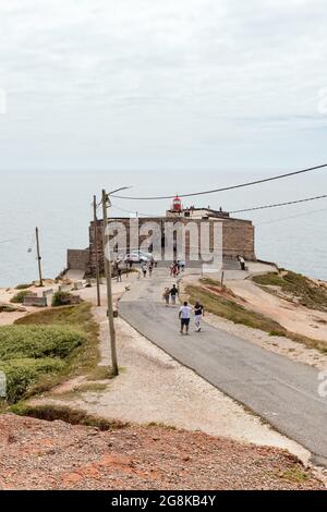 Nazare, Portugal - June 27, 2021: View of the farol or lighthouse in Nazare Sitio Stock Photo