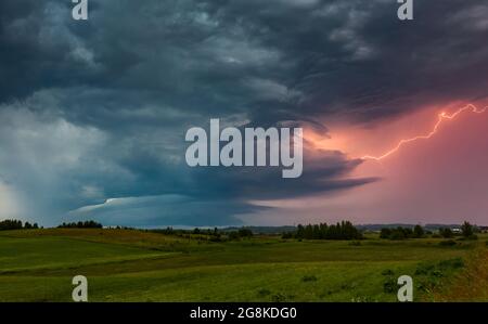 Thunder lightning storm clouds with lot of ligtning bolts Stock Photo ...