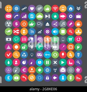 100 Universal Icons. Simplus series. Each icon is a single object compound path Stock Vector