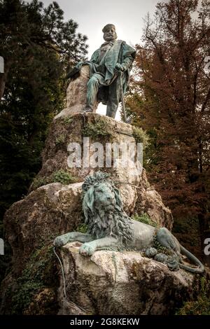 Monument to italian patriot Giuseppe Garibaldi near Biennale Gardens , Venice , Italy Stock Photo