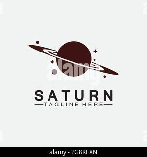 Planet Saturn logo vector illustration design. Planet logo template. Space logo vector Stock Vector