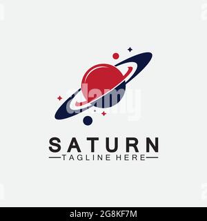 Planet Saturn logo vector illustration design. Planet logo template. Space logo vector Stock Vector