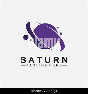 Planet Saturn logo vector illustration design. Planet logo template. Space logo vector Stock Vector