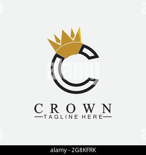 C initial Crown logo designs vector illustration design Stock Vector