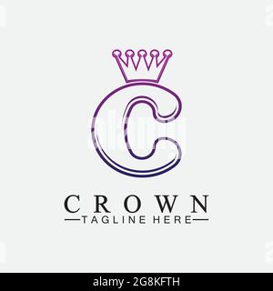 C initial Crown logo designs vector illustration design Stock Vector