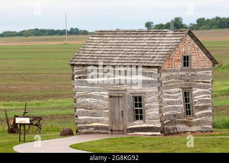 Palmer-Epard Cabin, Homestead National Historical Park, Nebraska Stock Photo