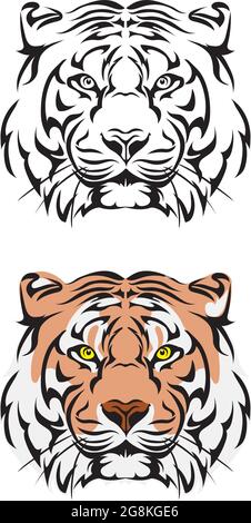 tiger portrait image for trademark, logo, illustration, black and color, design elements of tiger vector illustrations Stock Vector