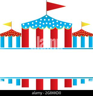Fair Logo with Tents Red, Blue, and Yellow Stock Vector