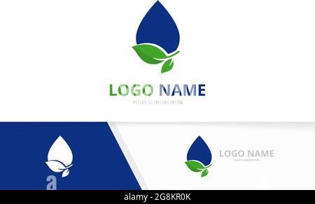 Clear blue droplet logo combination. Ecological water delivery logotype design template. Stock Vector