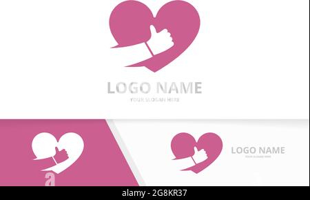 Vector heart and like logo combination. Best love logotype design template. Stock Vector