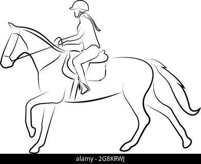 Line art illustration of riding horse design Stock Vector Image & Art ...