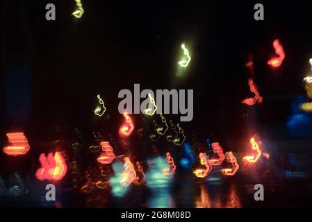 Abstract background of amorphous light trails at night with long exposure techic Stock Photo