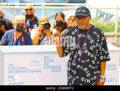 Cannes, France - July 06, 2021: Cannes Film Festival with Jury President Spike Lee at the Palais des Festivals. Stock Photo