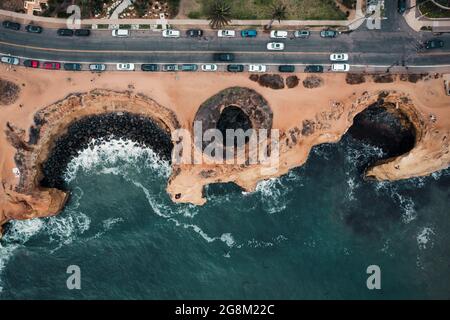 Landscape of eroded cliffs, Sunset Cliffs, California Stock Photo