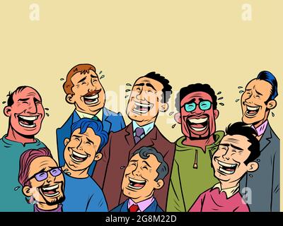A group of men are laughing. A group of businessmen, a crowd of friends Stock Vector