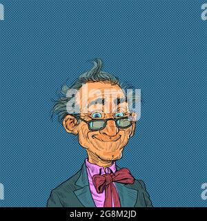 an old man in a suit with a bow tie, a hipster man Stock Vector