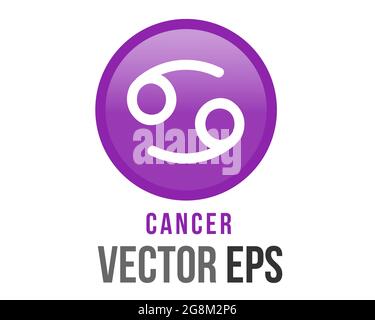 The isolated vector gradient purple Cancer astrological sign icon in the Zodiac, represents Crab Stock Vector