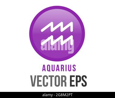 The isolated vector gradient purple Aquarius astrological sign icon in the Zodiac,  represents water bearer Stock Vector