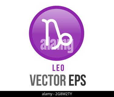 The isolated vector gradient purple Leo astrological sign icon in the Zodiac, represents lion Stock Vector