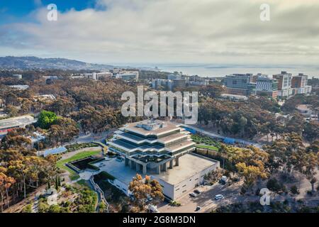 Aerial view of Geisel library and UCSD campus Stock Photo