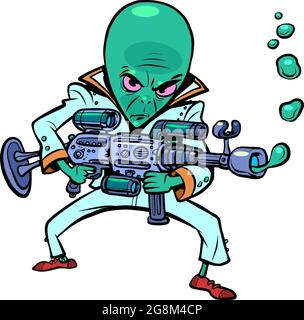 The green man is an alien evil invasion with weapons Stock Vector