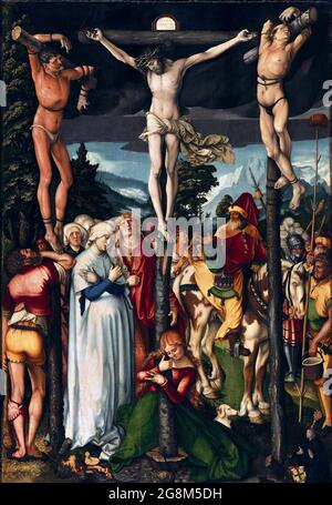The Crucifixion of Christ by Hans Baldung (1484-1545), oil on wood, 1512 Stock Photo